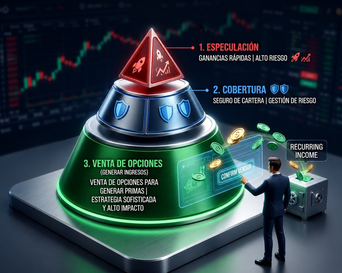 Los tres usos de las opciones financieras: especulación, cobertura y venta de opciones para generar ingresos